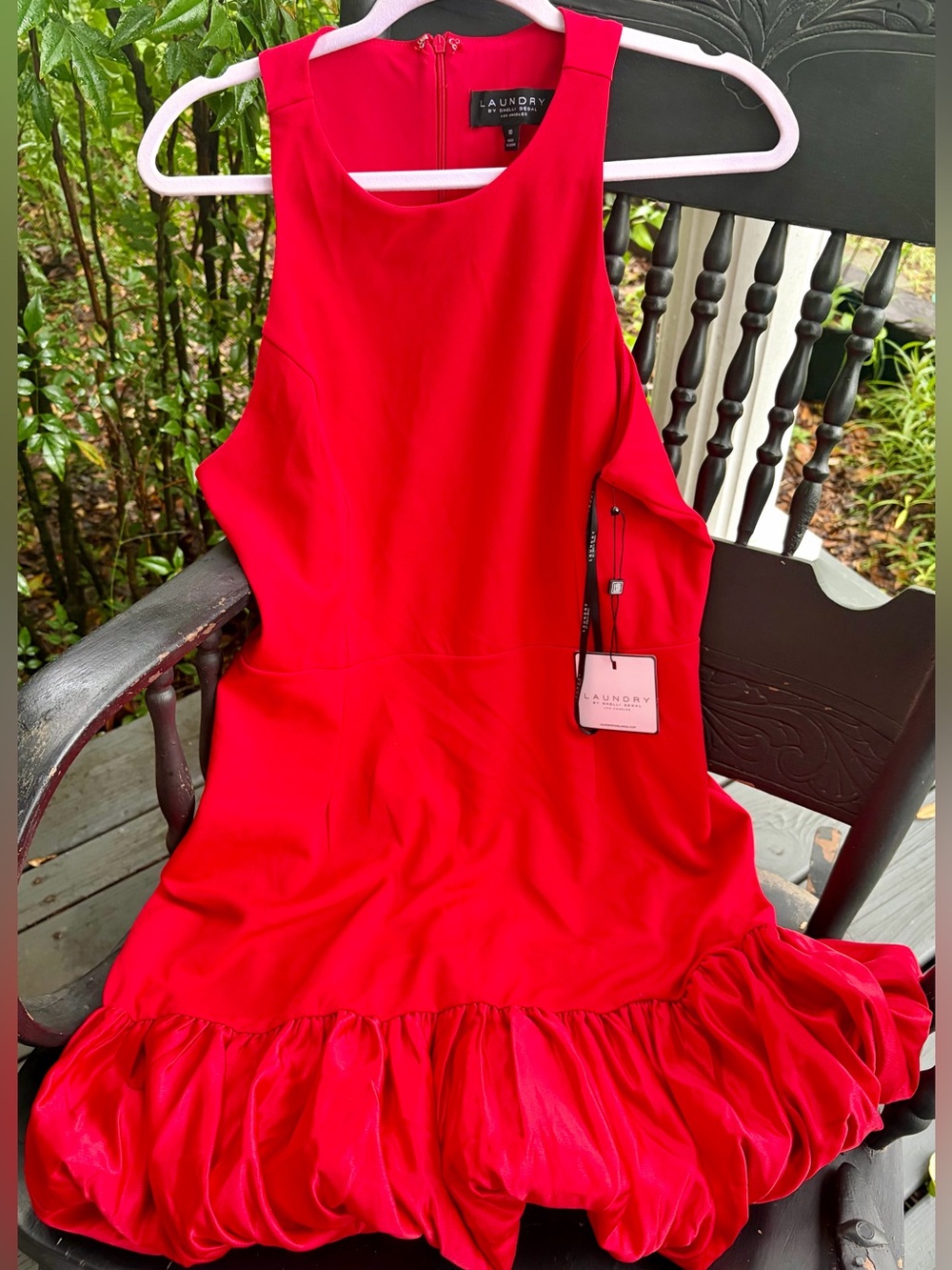 NWT LAUNDRY By Shelli Segal Vibrant Red Ruffle-Hem Mini Dress